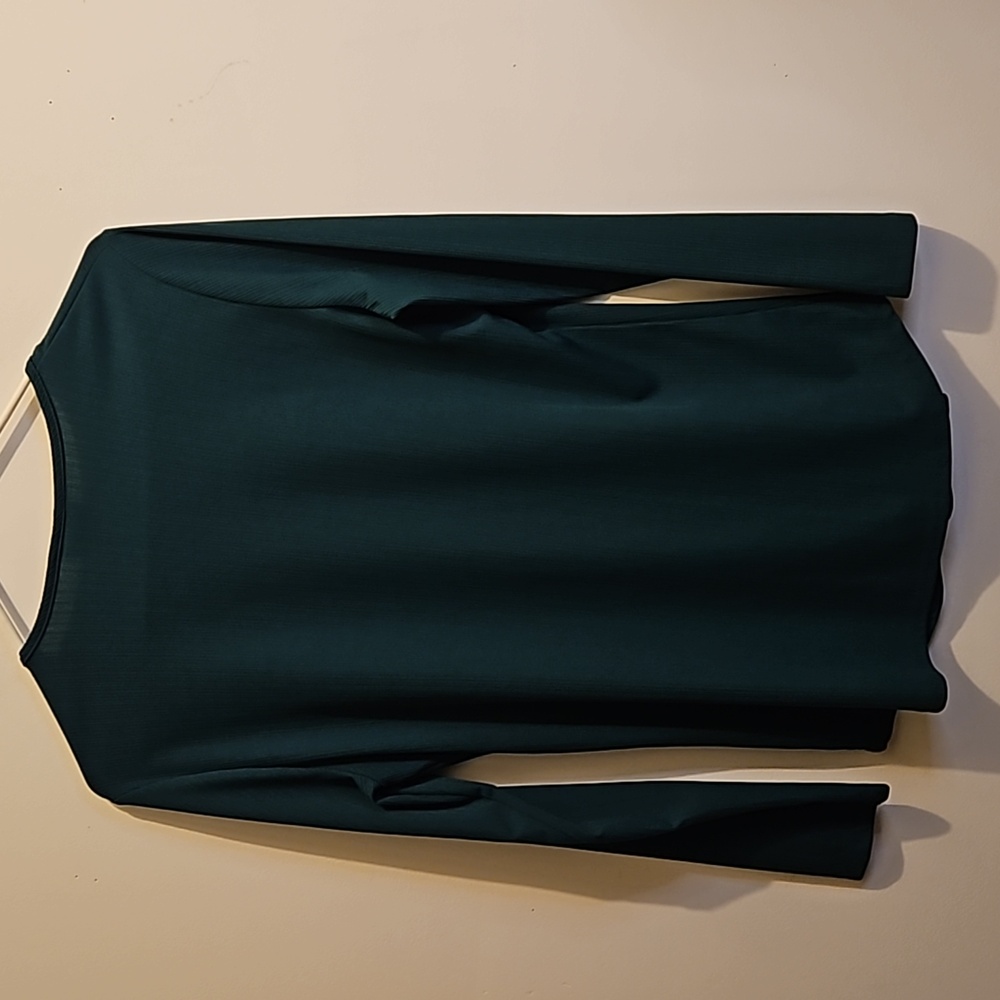 Casual Land Women's XL Green Ribbed Long Sleeve Stretch Pull Over Top #W-584 - Picture 3 of 14